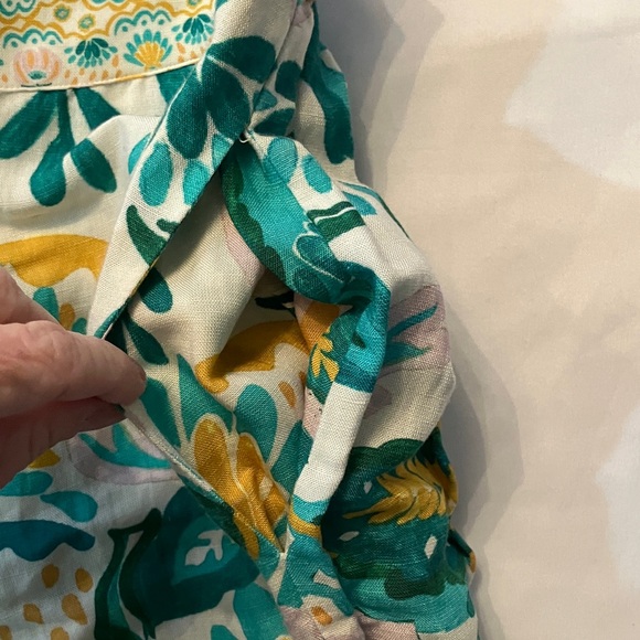 Ranna Gill Anthropologie printed wide leg linen blend pull on pants - Picture 6 of 10